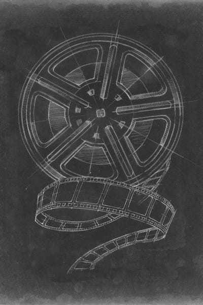 Black & White Pop Culture Art: Film & Reel Blueprint II by Ethan Harper