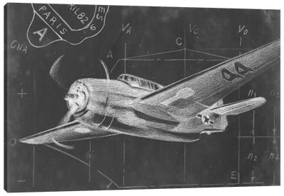 Flight Schematic II Canvas Art Print - Aviation Blueprints