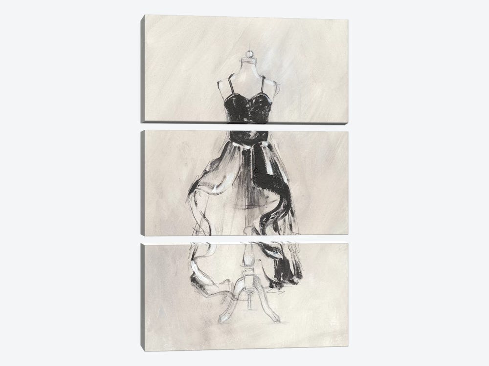 Black Evening Gown II by Ethan Harper 3-piece Canvas Wall Art
