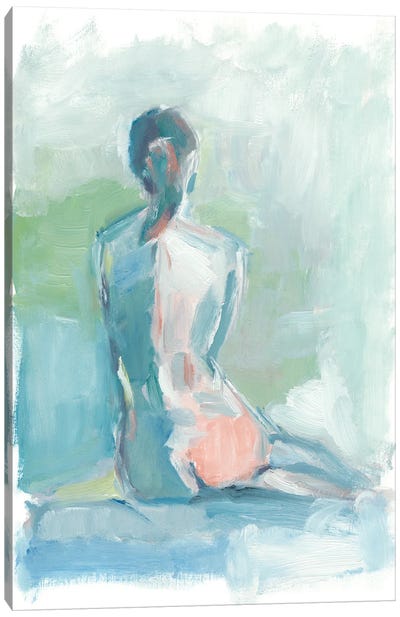 Modern Figure Study I Canvas Art Print - Blue Nude Collection