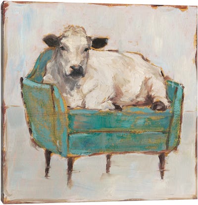 Moo-ving In I Canvas Art Print - Cow Art