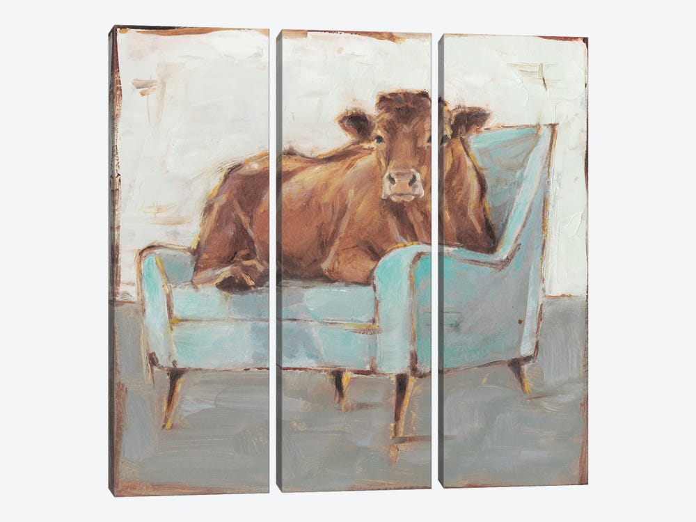 Moo-ving In IV by Ethan Harper 3-piece Canvas Art Print