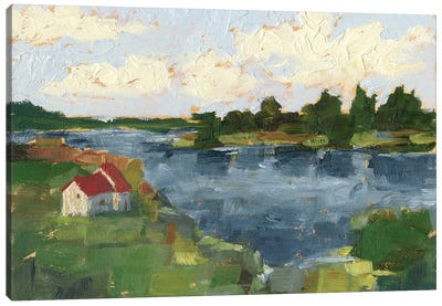Lakeside Cottages I Canvas Art Print - Lake Art