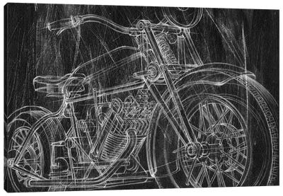 Motorcycle Mechanical Sketch I Canvas Art Print - Motorcycle Blueprints