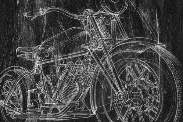 Motorcycle Blueprints: Motorcycle Mechanical Sketch I by Ethan Harper