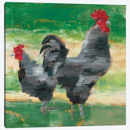 Black Rooster & Hen I Canvas Print #EHA697} by Ethan Harper Canvas Art