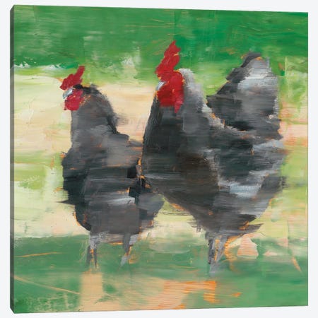 Black Rooster & Hen II Canvas Print #EHA698} by Ethan Harper Art Print