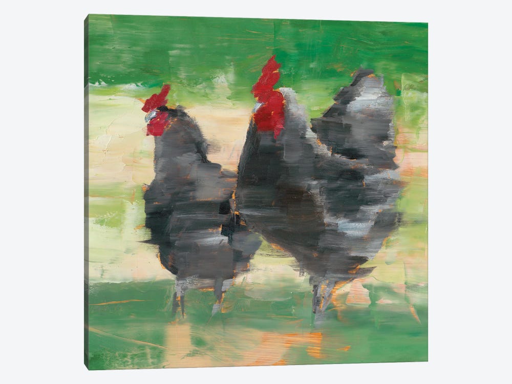 Black Rooster & Hen II by Ethan Harper 1-piece Canvas Wall Art