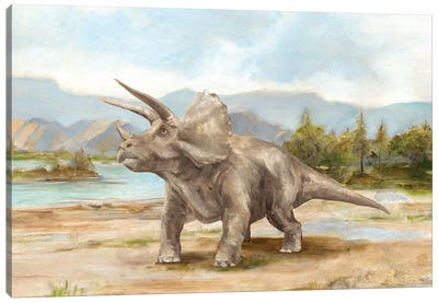 Dinosaur Illustration II Canvas Art Print - Prehistoric Animal Art