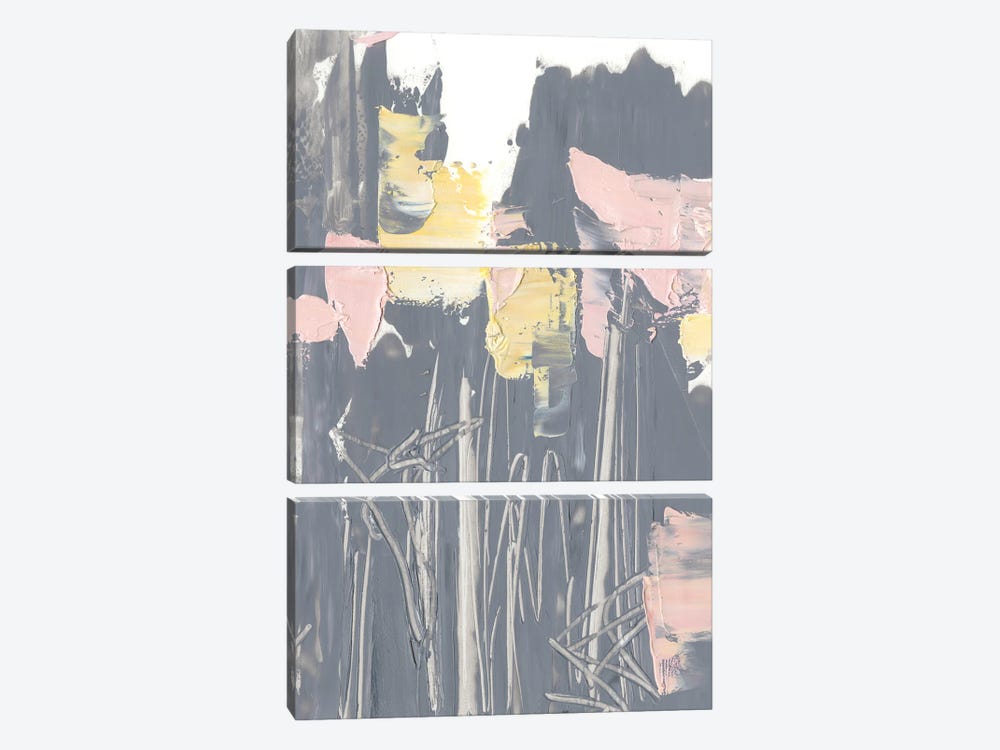 Pink & Yellow Flowers I 3-piece Canvas Print