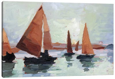 Sunset Harbor I Canvas Art Print - Sailboat Art