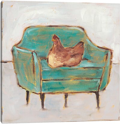 Creature Comforts VIII Canvas Art Print - Chicken & Rooster Art