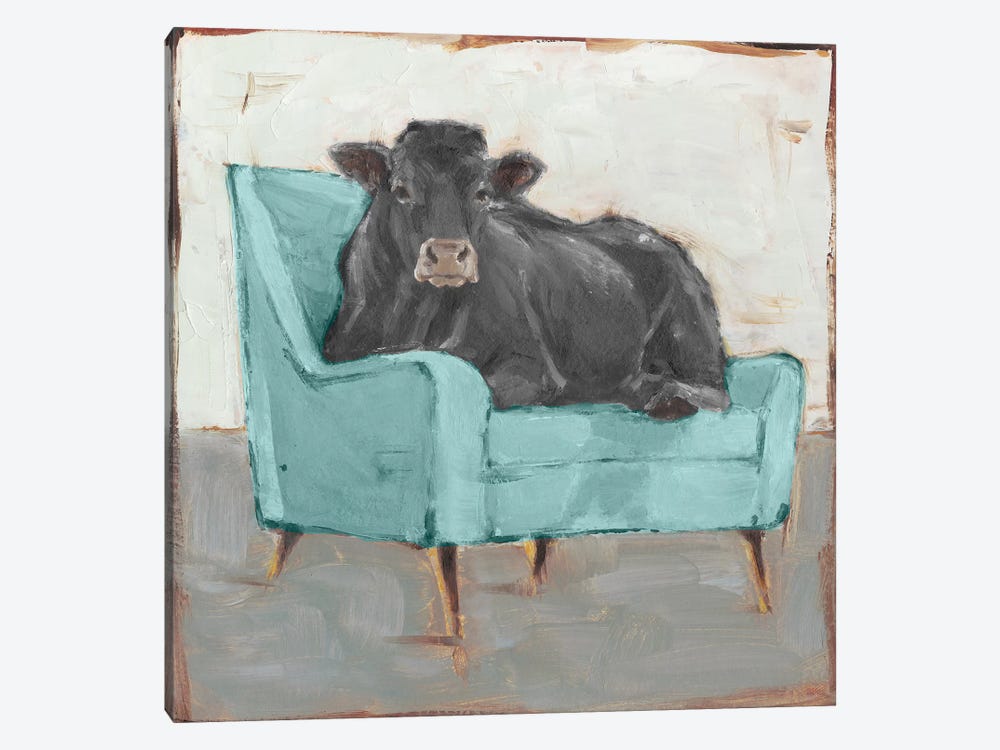 Moo-ving In IV - Black by Ethan Harper 1-piece Canvas Art Print