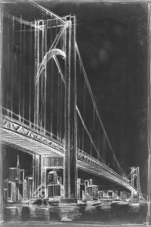 Suspension Bridge Blueprint I by Ethan Harper wall art