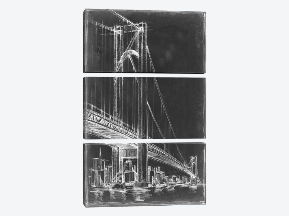 Suspension Bridge Blueprint I by Ethan Harper 3-piece Canvas Art