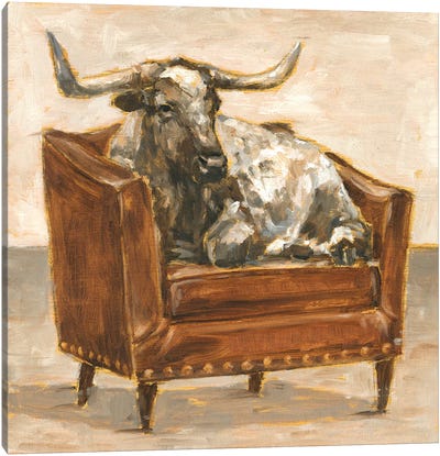 Refined Comfort III Canvas Art Print - Cow Art