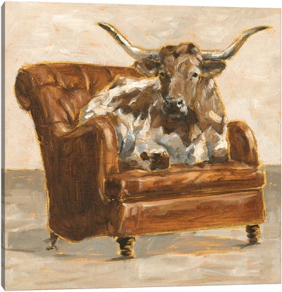 Refined Comfort I Canvas Art Print - Cow Art