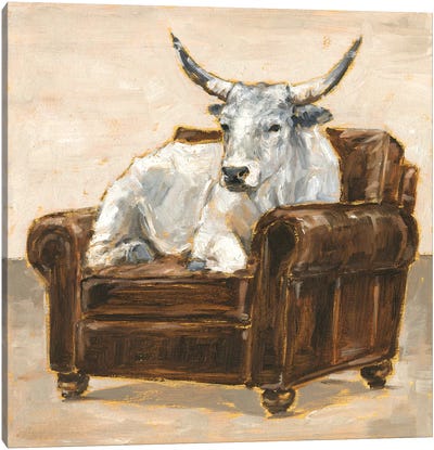 Refined Comfort II Canvas Art Print - Cow Art