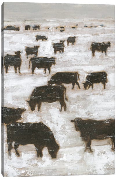 Winter Grazing I Canvas Art Print - Bull Art