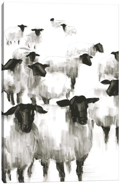 Counting Sheep II Canvas Art Print - Farmhouse Kitchen Art