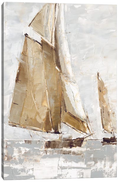 Golden Sails I Canvas Art Print - Boat Art