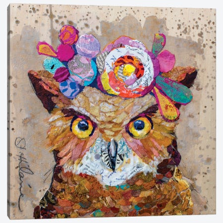 Floral Owl Canvas Print #EHL20} by Elizabeth St. Hilaire Canvas Artwork