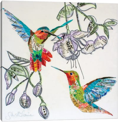 Hummers And Blooms I Canvas Art Print - Hummingbird Art