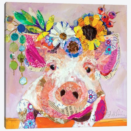 Miss Piggy Canvas Print #EHL5} by Elizabeth St. Hilaire Canvas Art