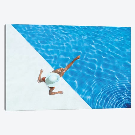 Woman Relaxing In Swimming Pool  Canvas Print #EHS18} by Unknown Artist Canvas Wall Art