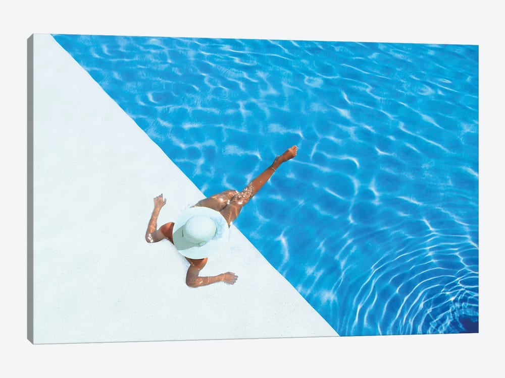 Woman Relaxing In Swimming Pool  by Unknown Artist 1-piece Canvas Print