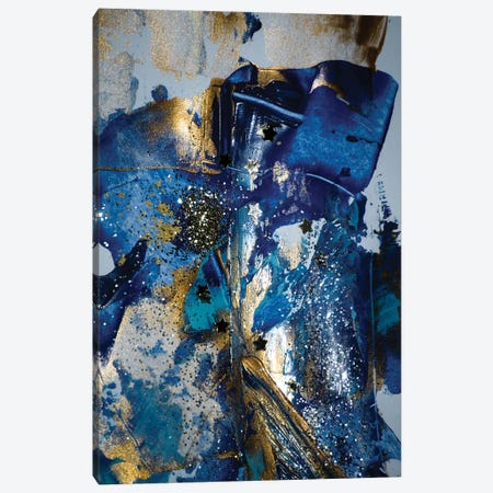 Blue and Gold Paint with Sequins I Canvas Print #EHS3} by Unknown Artist Canvas Art Print