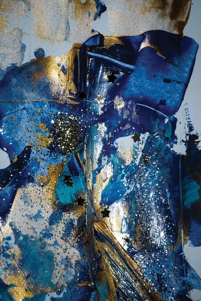 Blue & Gold: Blue and Gold Paint with Sequins I by Unknown Artist