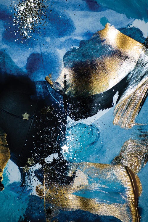 Blue and Gold Paint with Sequins II