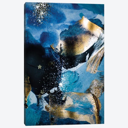 Blue and Gold Paint with Sequins II Canvas Print #EHS4} by Unknown Artist Canvas Wall Art