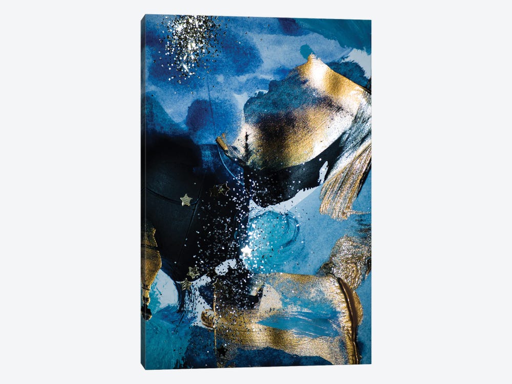 Blue and Gold Paint with Sequins II by Unknown Artist 1-piece Canvas Art Print