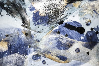 Blue and Gold Paint with Sequins III by Unknown Artist canvas print