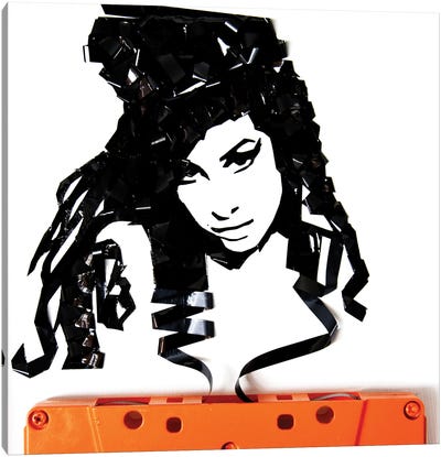 Amy Winehouse Canvas Art Print - Cassette Tapes