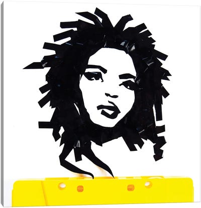 Lauryn Hill II Canvas Art Print - Black, White & Yellow Art