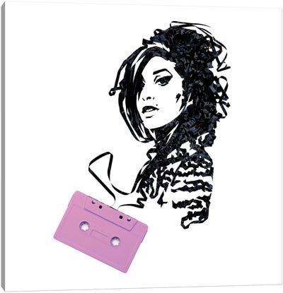 Amy Winehouse II Canvas Art Print - Cassette Tapes