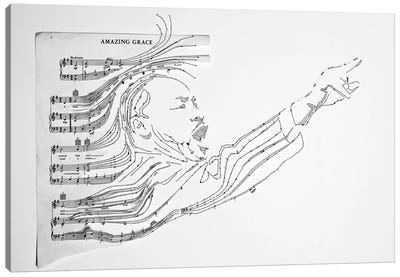 Martin Luther King Jr. Amazing Grace Canvas Art Print - Musical Notes Art