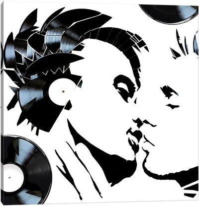 Vinyl Record Kiss Canvas Art Print - Media Formats