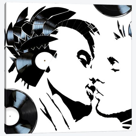 Vinyl Record Kiss Canvas Print #EIK53} by Erika Iris Canvas Art Print