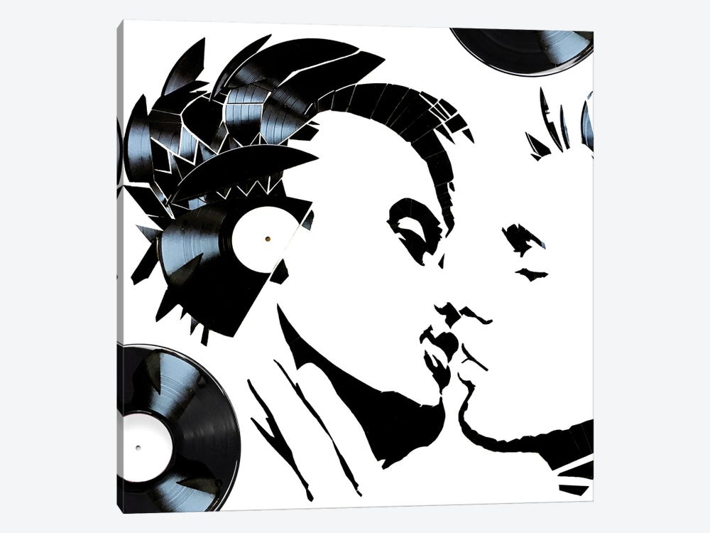 Vinyl Record Kiss by Erika Iris 1-piece Canvas Art