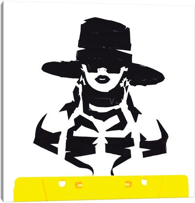 Beyonce Canvas Art Print - Black, White & Yellow Art