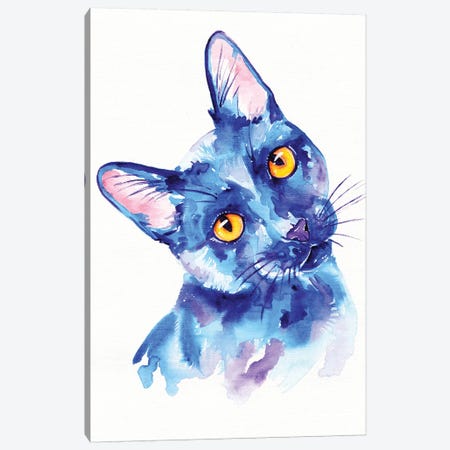 Blue Cat Canvas Print #EIZ10} by Eve Izzett Canvas Wall Art