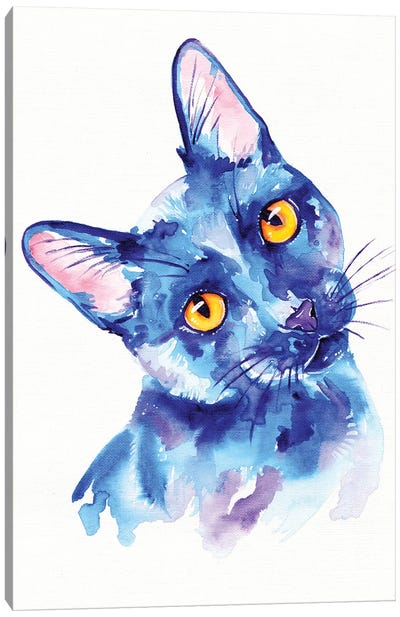 Blue Cat Canvas Art Print - Eve Izzett