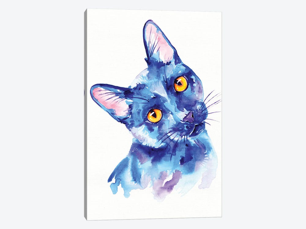 Blue Cat by Eve Izzett 1-piece Canvas Print