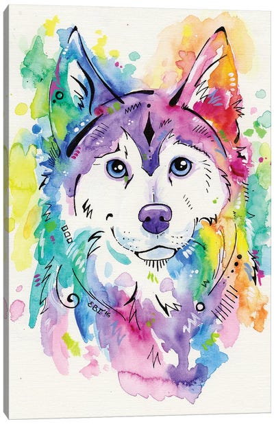 Happy Canvas Art Print - Siberian Husky Art