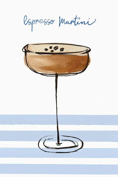 Cocktail On Striped Canvas