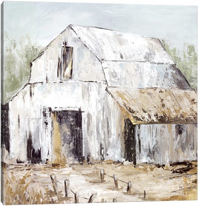White Barn Canvas Art Print - Farm Art
